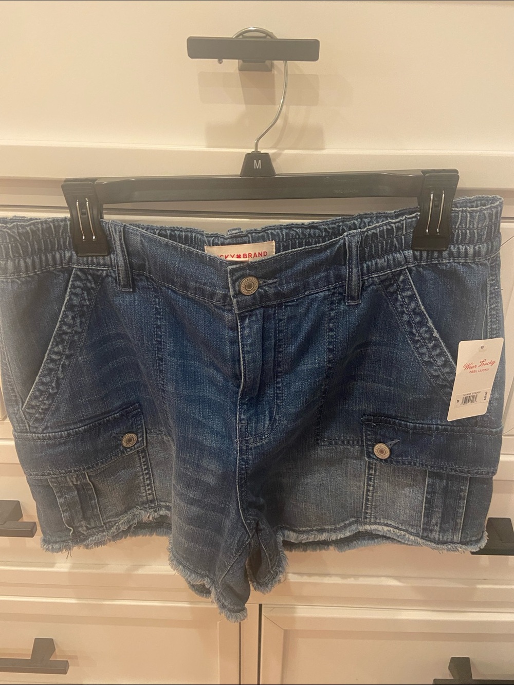 Cutoff Denim Cargo Shorts in Blue - Lucky Brand